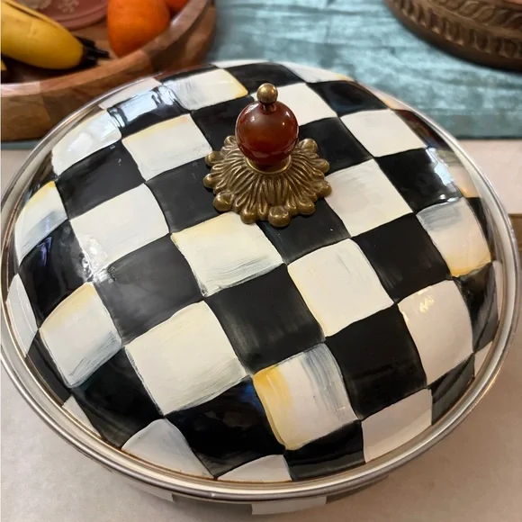 MacKenzie-Childs Black and White Checkered Ceramic Piece - Picture 1 of 11